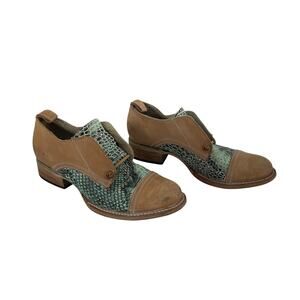Freebird by Steven Mabel Snakeprint CUTE Women's Bootie Tan/Green Size 8 Leather